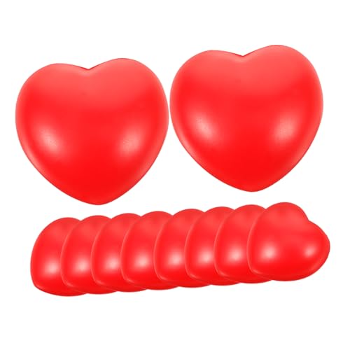 HEMOTON 10 Stück Rote Herz Stressbälle Schaumstoffbälle für Erwachsene Spaß und Stressabbau für Kreative Spiele und Hochzeitsdekoration von HEMOTON