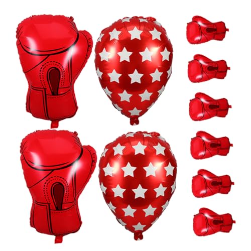 HEMOTON 10 Stück Teiliges Rote Boxing Glove Balloons aus Aluminiumfolie Auffällige Sport-party Deko für Jungengeburtstag und Wrestling-events Einfache Handhabung für Große Feierlichkeiten von HEMOTON