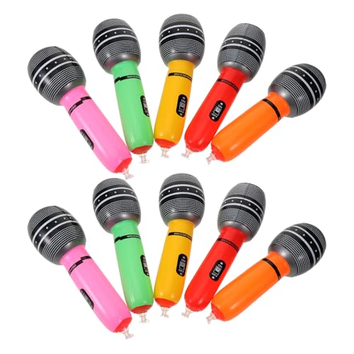HEMOTON 10Pcs aufblasbares mikrofon hühner mikrofon fake Kunststoffmikrofon mocks toy Mikrofon für die Bühne gefälschte Mikrofonstütze Mikrofone für Partys Mikrofon-Stütze PVC von HEMOTON
