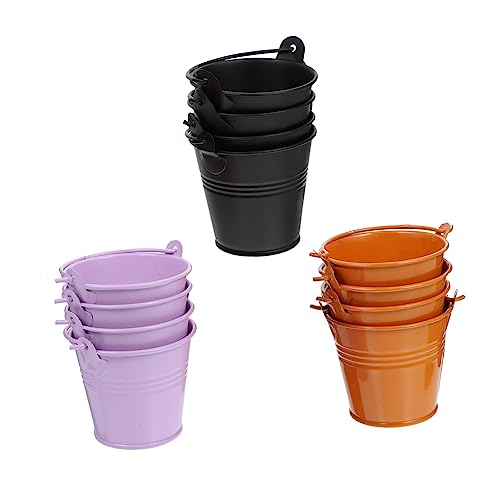 HEMOTON 12 Stück Teiliges Halloween Candy Eimer aus Robustem Tragbare Süßigkeitenbehälter Schwarz und Orange Kreative Partydekoration für Garten Vielseitig Einsetzbar von HEMOTON