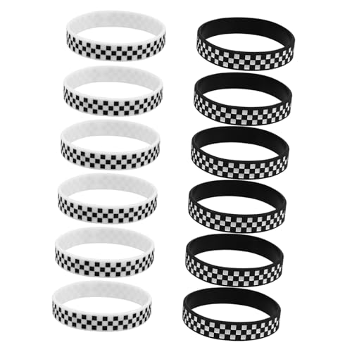 HEMOTON 12 Stück Teiliges Karierte Silikonarmbänder Racing Wristbands für Sportevents und Partys Stilvolle Gummiarmbänder mit Rennsportmuster Unisex Accessoire für Fans und Teilnehmer HEMOTON 12 Stück Teiliges Karierte Silikonarmbänder Racing Wristbands für Sportevents und Partys Stilvolle Gummiarmbänder mit Rennsportmuster Unisex Accessoire für Fans und Teilnehmer von HEMOTON