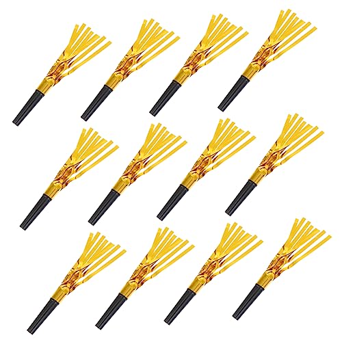 HEMOTON 12 Stück Teiliges Party Pfeifen mit Goldenen Tasseln Lustige Year Whistles als Party Deko und Anfeuerungszubehör für Silvester und Geburtstagsfeiern Einfach zu Bedienen und von HEMOTON