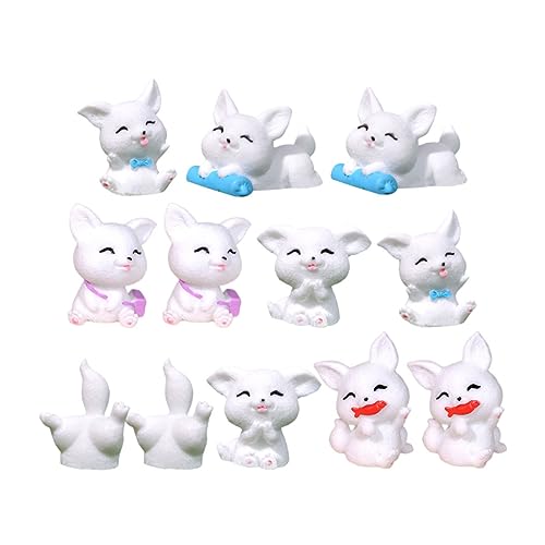 HEMOTON 12St Mini Fuchs Plüsch Fee Kuchendekorationen Kaninchen Kunstfell Kuchen -Topper Tiere tierfiguren Cute Decor tischdeko esstisch gartendeko Blumentopf- Mini-Fuchs-Modell Harz von HEMOTON