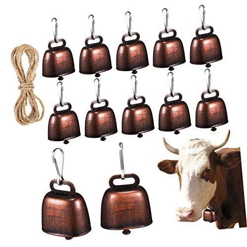 HEMOTON 12Stücke Lauter Bronzeglocke Metallkuhglocken Ziegenglocken mit Juteseil für Kühe Pferde Schafe Verlust Weidenglocken für Bauernhoftiere und Haustiere HEMOTON 12Stücke Lauter Bronzeglocke Metallkuhglocken Ziegenglocken mit Juteseil für Kühe Pferde Schafe Verlust Weidenglocken für Bauernhoftiere und Haustiere von HEMOTON