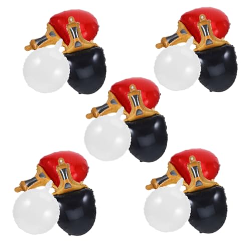 HEMOTON 15 Stück Teiliges Pingpong Ballon aus Aluminiumfolie Langlebige Realistische Tischtennis-deko mit Roten und Schwarzen Schlägern Plus Weißen Bällen Wiederverwendbare von HEMOTON