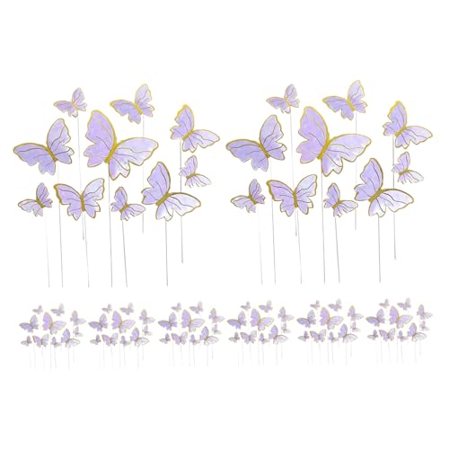 HEMOTON 160 Stück Teiliges Schmetterling Cupcake Topper Bunte Essbare Tortendeko Elegante Kuchenstecker für Geburtstag Hochzeit Babyparty Vielseitige Deko für Muffins und Desserts von HEMOTON