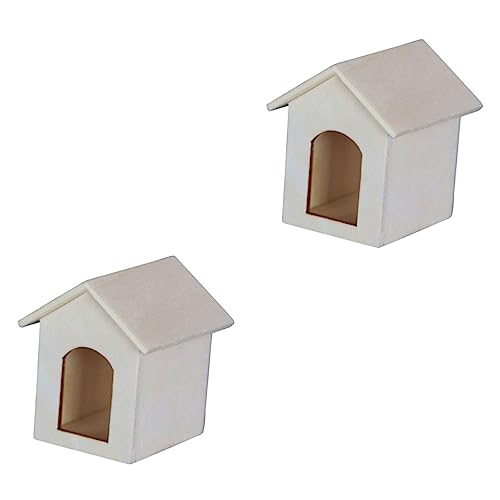 HEMOTON 2 STK Zwinger-Modell kleines Hausmodell Miniaturdekoration Modelle Hundehütte Miniatur-Häuser-Schmuck DIY-Material hölzern Vogelhaus mach es selbst Lieferungen Mikroszene Möbel von HEMOTON