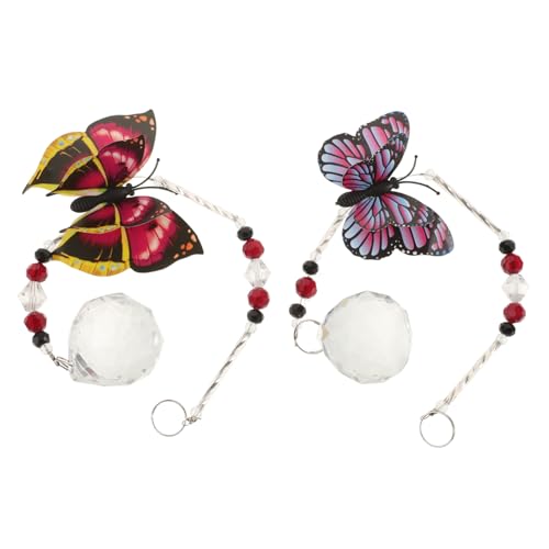 HEMOTON 2 Sätze Butterfly Lighting Ball Anhänger Strudel Dekorationen Rosa Hochzeitsdekoration Party Kristall Hängender Anhänger Hängende Lampenverzierung Blue 2 Stück * 2 von HEMOTON