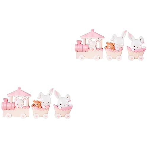 HEMOTON 2 Sätze Kuchendekoration Figuren Kuchendeckel Raupe Miniaturtiere Hase Plüsch Plüschspielzeug Miniatur-tierfigur Party Cake Decor Kuchenverzierung Rosa Harz 3 Stücke * 2 von HEMOTON