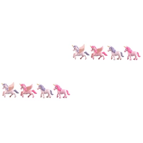 HEMOTON 2 Sätze Mikrolandschaftsdekoration Terrariumdekor Einhorn-themenparty-dekorationen Kuchen Einhorn Dekoration Mikrolandschaft Mit Fliegendem Harz 4 Stück * 2 von HEMOTON