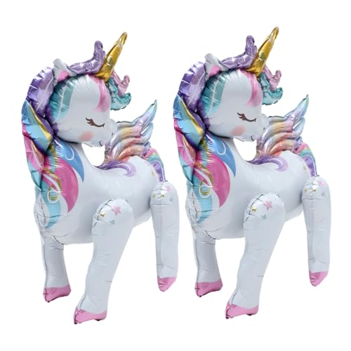 HEMOTON 2 Stück Einhorn-Ballon deko party deko Ballonpumpe Handaufblasgerät Geburtstagsballon Folienballons Ballongas luftballons Einhorn-Modellierballons Partyzubehör von HEMOTON