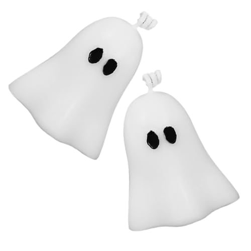 HEMOTON 2 Stück Geisterkerze Lampe flammenlos flackern Skelett Halloween Dekoration Halloween Geschenkartikel für Kerzen Halloween-Kerzen Partykerzen Sojamischwachs Weiß von HEMOTON