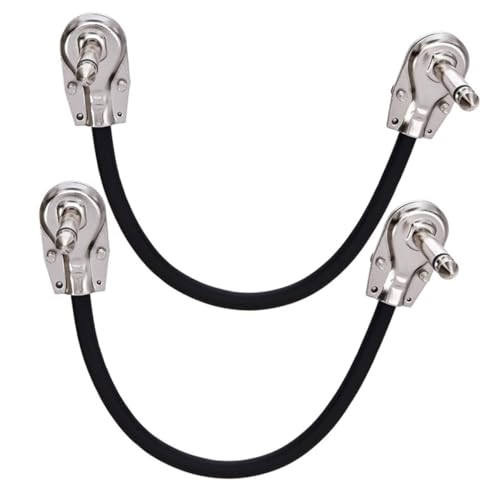 HEMOTON 2 Stück Gitarren Patchkabel Silberbeschichtet Flachstecker Langlebig Flexibles Klinkenkabel Gitarre Bass Effektpedal Stabile Verbindung Bühnenzubehör von HEMOTON