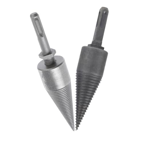 HEMOTON 2 Stück Holzhacker Holzbohrer Bohrer aus Schnellarbeitsstahl Bohrer spalten Holzsplitter für Baumstämme Holzspalter Spaltholzkegelbohrer Bohrerkegel Hochgeschwindigkeitsstahl Grau von HEMOTON