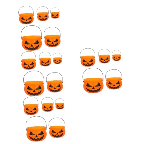 HEMOTON 20 Stck. Teiliges Halloween Süßigkeiten Eimer Set Kunststoff Kürbisform mit Griff Leichte Tragbare Candy Bucket Bunte Herbstdeko für Party und Outdoor Halloween von HEMOTON