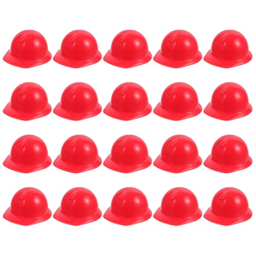 HEMOTON 20 Stk Spielzeughelm Miniaturpuppen-Bauhut Aufkleber für Schutzhelme Mini- Puppenkleidung Accessoires Puppenhüte Plastikpuppenhelme Schutzhelme für Miniaturpuppen Abs rot von HEMOTON