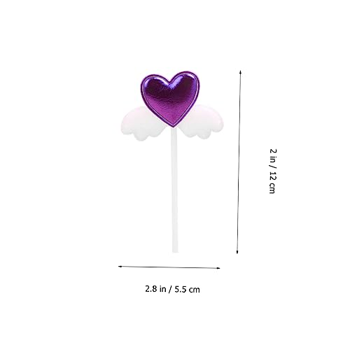HEMOTON 20 Stück Teiliges Herzförmige Cupcake Topper mit Engelsflügeln aus PU Langlebige Kuchenstecker für Taufe Geburtstag Shower und Festliche Dekoration Zufällige Farbe von HEMOTON