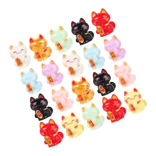 HEMOTON 20 Stück Teiliges Miniatur Glückskatze aus Harz Filigrane Fortune Cat Skulpturen für Mikro Garten und Tischdekoration Kompakt Tragbar Symbolisch für Wohlstand und Glück von HEMOTON