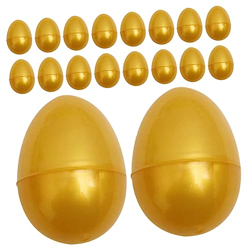 HEMOTON 24 Stück Leere Goldene Plastikeier für Ostern Befüllbar Kreative Verpackung für Spiele und Verlosungen von HEMOTON