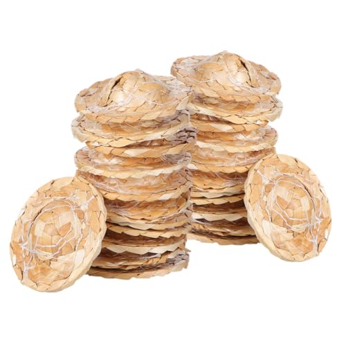 HEMOTON 24 Stück Teiliges Handgewebte Mini Strohhüte Kleine Puppenhüte Atmungsaktiv Naturbelassen für DIY Bastelprojekte Puppenzubehör Kreative Sommerdeko von HEMOTON