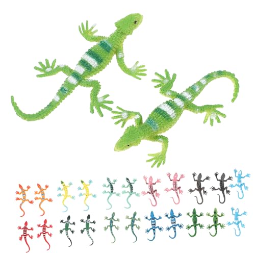 HEMOTON 24 Stück Teiliges Sticky Lizard Realistische Dehnbare Eidechsen aus PVC Kompakte Mitgebsel für Kindergeburtstag Partyfüllung und Geschenkbeutel für Jungen und Mädchen von HEMOTON