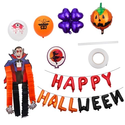 HEMOTON 25-Teiliges Set Halloween-Ballon-Kombination Halloween-Folienballon Halloween -Dekoration halloween aussendeko halloween luftballons Fröhliches Halloween-Banner Aluminiumfolie von HEMOTON