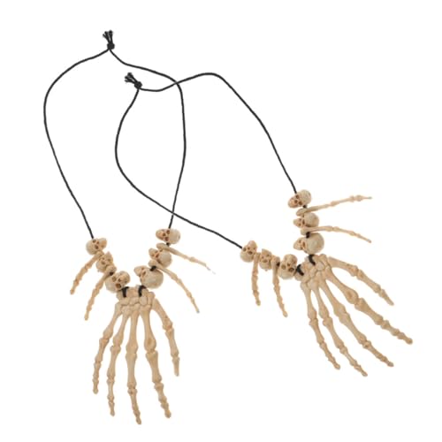 HEMOTON 2St Halloween Skelett Handknochen Halskette Gothic-Accessoires Schädelmaske Halloween-Schädel-Halskette Gothic-Halskette Skelettgeist Schädelschmuck Halloween-Kostümzubehör Harz von HEMOTON