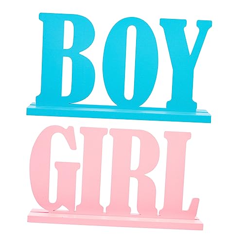 HEMOTON 2Stücke Holz Deko für Geschlecht Enthüllung Teiliges Kreative Tischdekoration für Babyparty Romantische Perfektes für Eltern und Gäste von HEMOTON