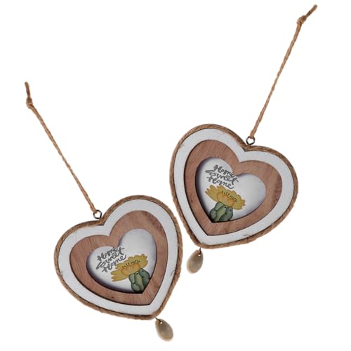 HEMOTON 2st Fotorahmen-anhänger Aus Holz Herz Fotorahmen Mini-Ornament Schatten Einseitig Stand Plakatständer Dekorationen Mini- -bilderrahmen Wohnzimmerdekor Tisch Winzig Baum Wand von HEMOTON