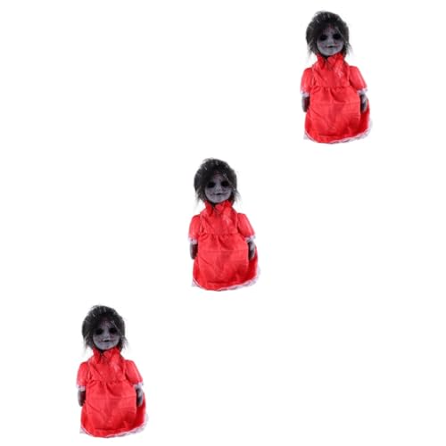 HEMOTON 3 STK Sprachaktivierte Induktions-Laufpuppe Halloween Puppen Halloween Spielzeug Neuheitsspielzeug gehende gruselige Puppe Ornament Spielzeuge Spukhaus Requisiten Kleidung von HEMOTON