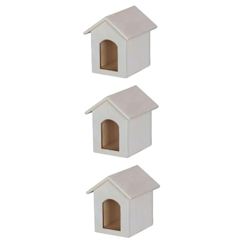 HEMOTON 3 STK Zwinger-Modell kleines Hausmodell unfertige Vogelhäuser aus Holz Hundehütte Möbel Mini-Tierhaus Miniatur-Hausdekor Kinderzimmer Vogelhaus Spielzeug schmücken Mikroszene von HEMOTON