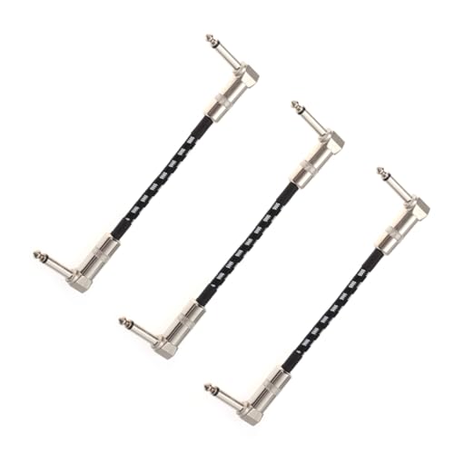 HEMOTON 3 STÜCKE Instrumentenkabel Patchkabel mit Rechtwinkligem Stecker Trs Klinkenkabel für Bass Keyboard und Effektpedale Doppelt Geschirmt Hochreines Kupfer Rauscharm Schwarz weißes von HEMOTON