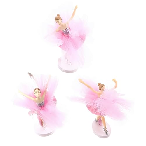 HEMOTON 3 Sätze Ballerina Cake Toppers mit Tüllrock Elegante Tortendeko für Geburtstag Hochzeit Party Langlebige Handgefertigte Mädchen Deko für Kuchen Desserts und Minihäuser von HEMOTON