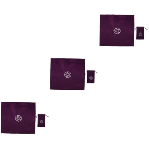 HEMOTON 3 Sätze Tarot-Karten-tischdecke Tarot-Tuch Quadratische Tischdecke Tarot-tischläufer Tarot-lesetuch Itchcraft-tischdecke Tarot-tischdecke Konstellation Tischtuch Flanell Violett von HEMOTON