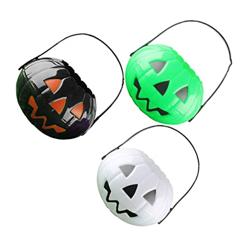 HEMOTON 3 Stück Halloween verzierter Kürbis-Süßigkeits-Eimer Halloween- -Eimer Halloween -Kürbis -Eimer halloween halloween assecoires Kürbis süßer Halter Hexenkürbisbehälter von HEMOTON