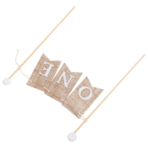 HEMOTON 3 Stück Handgefertigte Teilige Erste Geburtstag Tortendekoration mit Rustikalem Bunting Banner Kleiner Cupcake Topper Wiederverwendbar Vielseitig für Kuchen Feierdekoration von HEMOTON