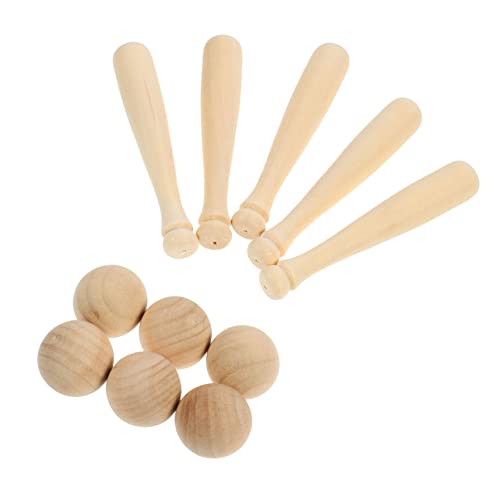 HEMOTON 30St Mini-Baseball unvollendete Actionfiguren Holzornament Spielzeug Kinder bastelset Spielset aus Holz Holzhandwerksverzierung unvollendetes Ornamenthandwerk Holzperlen Schläger von HEMOTON