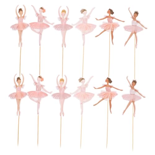 HEMOTON 36 Stück Teiliges Ballerina Cupcake Toppers Rosa Tutu Design Tortendeko für Mädchen Geburtstag Party Shower Hochzeit Einfach zu Platzierende Ballett Mädchen Picks für Kuchen und von HEMOTON