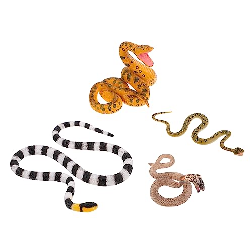 HEMOTON 4 Stück Schlangenmodell Spielzeug für Kinder lebensechte gefälschte Schlange Kinderspielzeug Halloween Party Ornament Spielzeuge gruseliges Schlangenspielzeug Tischdekorationen PVC von HEMOTON
