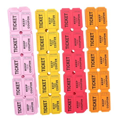 HEMOTON 400 Stück Rolle Lose Karneval Rosa Tickets für die Tombola Zirkus Auktion Tombola-Tickets Verlosungstickets Event-Tickets Tombolapreise für Erwachsene Tombola-Preise Papier von HEMOTON