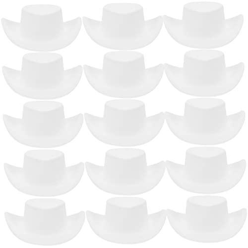 HEMOTON 40St Mini-Cowboyhut Plastikhut Cowgirl-Hut formelle Miniaturhüte Puppen zubehör puppenzubehör deko Modelle Miniaturhut Mini-Hüte schmücken Kleidung Cowboy-Hut Kleiner Hut Weiß von HEMOTON
