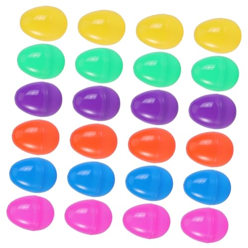 HEMOTON 48 Stück Teiliges Bunter Kunststoff Ostereier zum Befüllen und Dekorieren Kreative Leere Ostereier für Ostereiersuche und Osterdekoration Zufällige Farbe Zufällige Farbe von HEMOTON