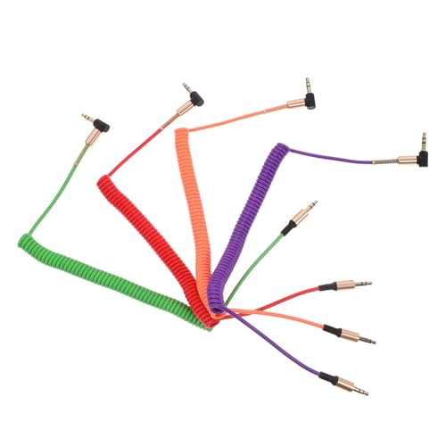 HEMOTON 4Stücke Aux Kabel mit Gewinkeltem Stecker Farbige Stereo Audiokabel für Auto Telefon und Lautsprecher Robuste und Langlebige Verbindungslösung von HEMOTON