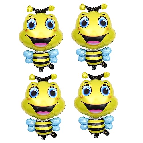 HEMOTON 4Stücke Bienen Luftballons Tierballons Für Kinderpartys Dekorationen Für Geburtstage Und Aufblasbare Bienchen Aus Aluminiumfolie Für Innen Und Außendekorationen von HEMOTON