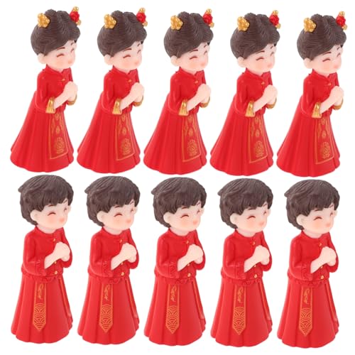 HEMOTON 5 Paare Chinesische Brautpaar-figuren Traditionelle Hochzeitsdekoration Miniatur Hochzeitstorten-deko Asiatische Braut und Bräutigam Statue Micro Landscape Tischdeko von HEMOTON