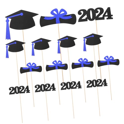 HEMOTON 5 Satz Abschlussvasendekoration Abschlussfeier Grad Tischdekoration Herzlichen Glückwunsch, Absolvent, Cupcake-Topper Abschluss Tischdekoration dekoratives Vasendekor Holz von HEMOTON