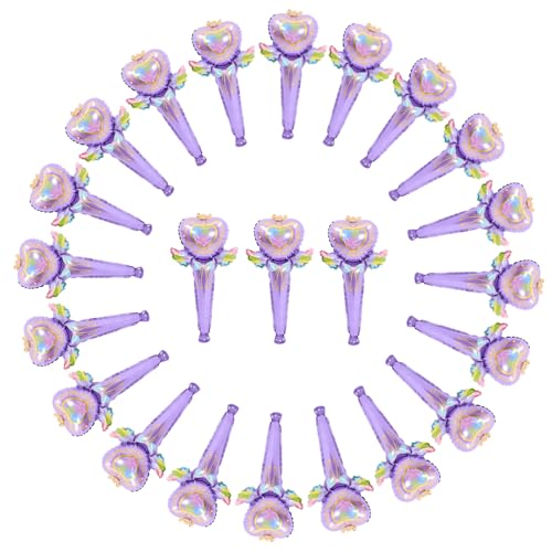 HEMOTON 50 Stück Aufblasbarer Feenstab Blase Ballonreifen Ballonaufblaspumpe raumdeko ballonstäbe für luftballons toy Ballongas Luftballons aus Aluminiumfolie aufblasbare Ballons Violett von HEMOTON