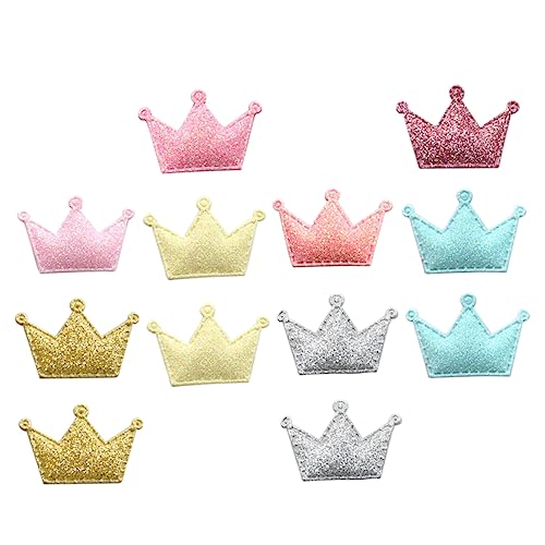 HEMOTON 50 Stück DIY Krone Stoffaufnäher Glitzer Applikationen für Kleidung Taschen Basteln Bunte Textil Sticker zum Aufnähen und Verzieren von HEMOTON