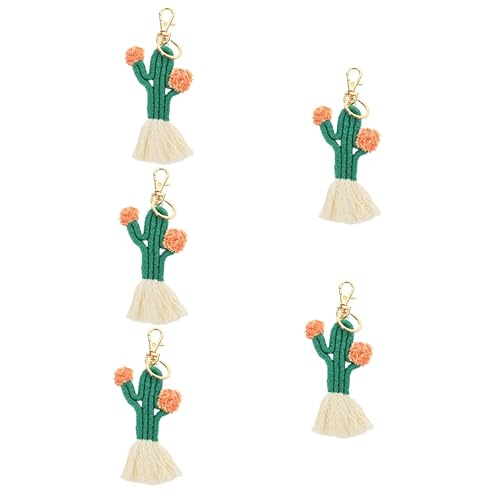 HEMOTON 5st Kaktus-schlüsselanhänger Boho-geldbörsen-schlüsselanhänger Ästhetischer Schlüsselanhänger Mädchenhandtasche Kaktus-ornament Kunsthandwerk Baumwollseil Taschen Fräulein von HEMOTON