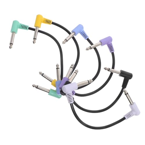 HEMOTON 6 Stück Effektkabel Gitarrentastatur Patchkabel Rechtwinklig Pedalkabel Gitarren Patchkabel Kabel Musikinstrumentenkabel Rechtwinklig Gitarren Audiokabel Gummi von HEMOTON